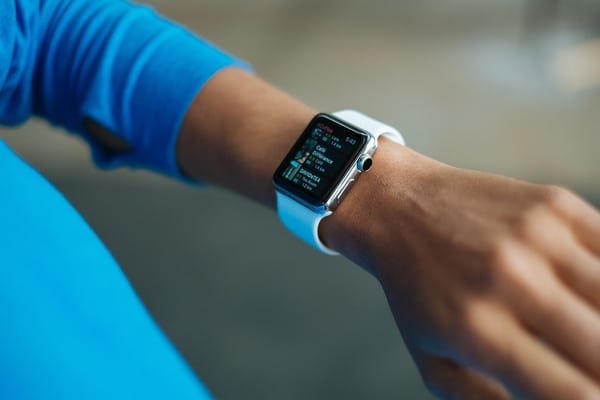 Smart watch being worn on wrist