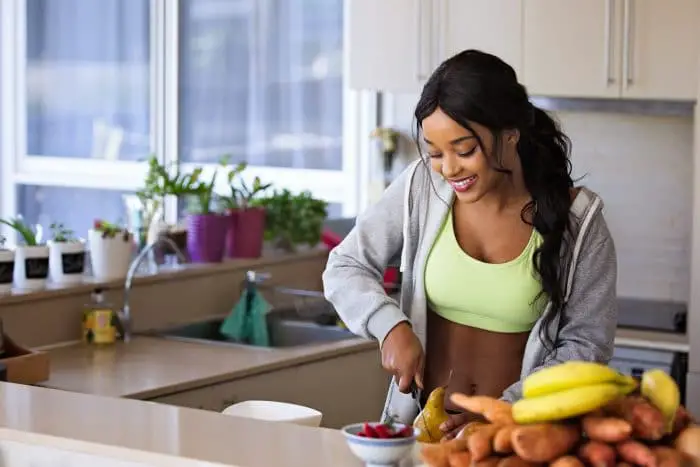 Woman preparing healthy food