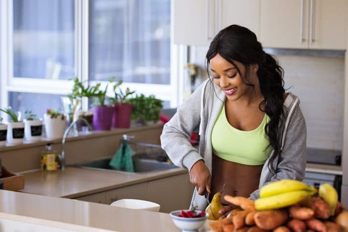 Woman preparing healthy food